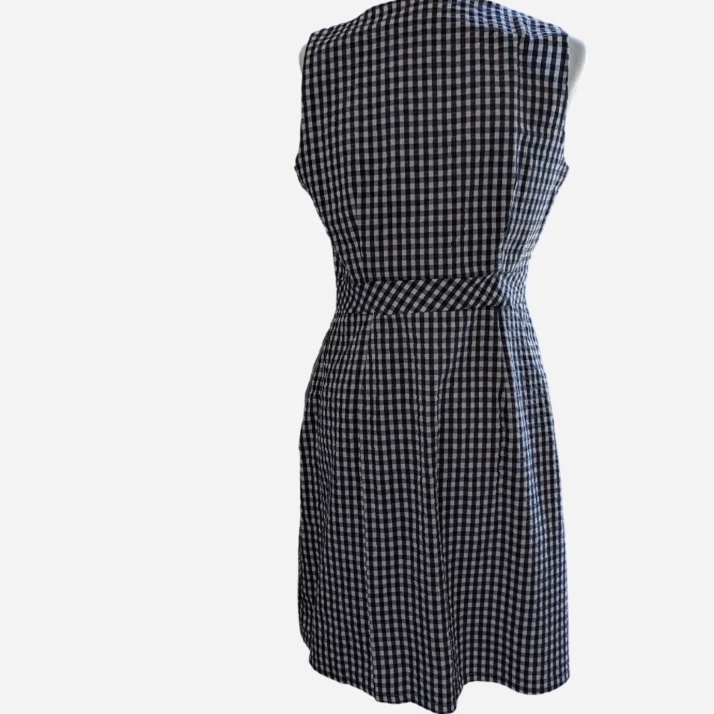 J. Crew Navy and White Gingham Midi Dress - Picture 8 of 14